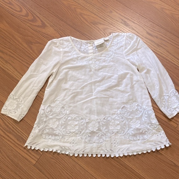 Maeve woman’s white beaded sequins, cotton, silk blend blouse, 3/4 sleeve sz 2 - Picture 13 of 13